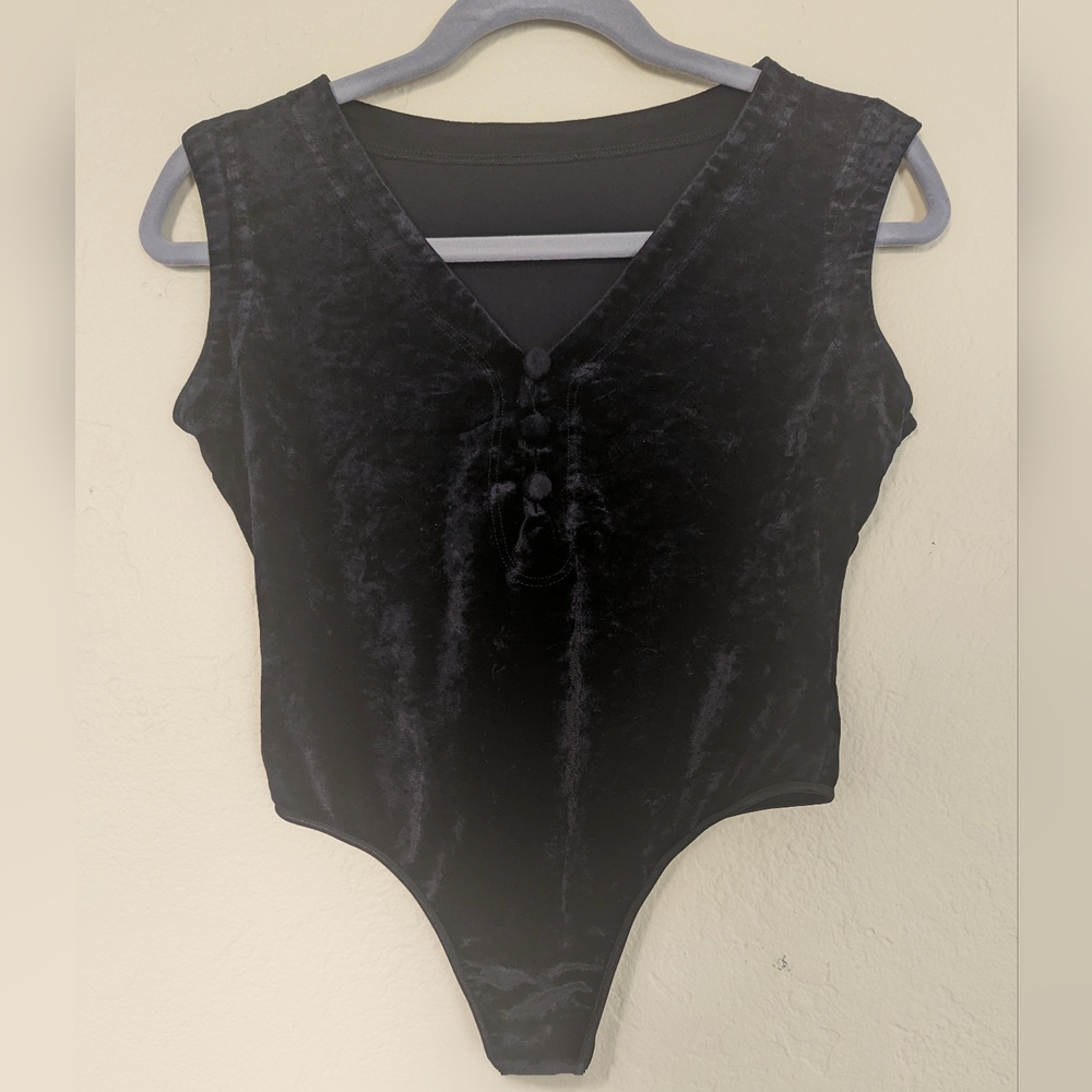 Cosabella Vintage 80s/90s Velvet Thong Bodysuit
